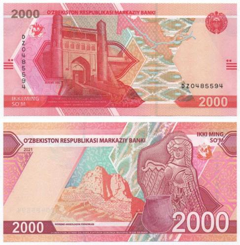Özbekistan 2021 Yılı 2.000 Som Çil