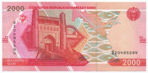 Özbekistan 2021 Yılı 2.000 Som Çil