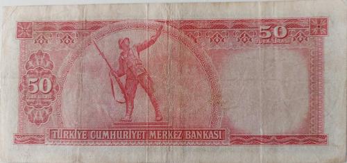 5.EMİSYON 3.TERTİP 50 TÜRK LİRASI SERİ P9 056879 SERİ NUMARALI KAĞIT PARA (GÜL KURUSU) NATÜREL ÇOK ÇOK TEMİZ KATALOK;3.000 DOLAR EN NADİRİ