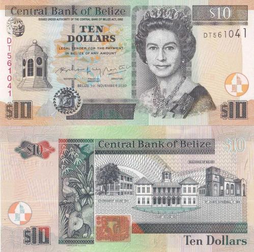 Belize 2020 Yılı 10 Dolar ‘ II.Kraliçe Elizabeth ‘ Yabancı Kağıt Para Çil ( UNC ) Koleksiyon Para