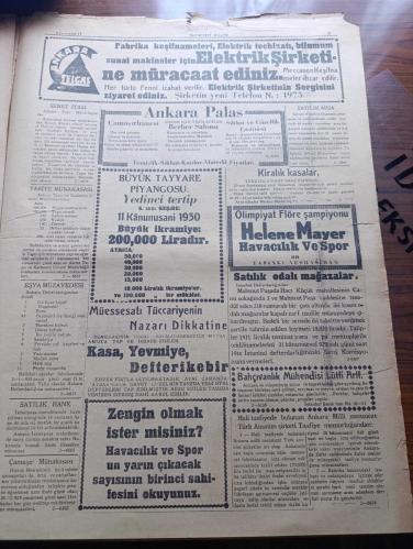 Hakimiyeti Milliye Gazetesi - Turkish Newspaper - 17 Kanunuevvel (Aralık) 1929 - gündelik Çin ihtilali yazan Zeki Mesut Başmakale - Reisicumhur Mustafa Kemal Atatürk Dün Ankara'ya geldiler fotoğraf - Gazi hazretleri M. Karahan'ı kabul ettiler - dostça tezahürlerin Rusya'da akisleri - çekirge mücadelesi Kongresi toplanıyor - Posta umum müdürlüğünden  müfettişler için bir konferans açıldı - yerli malları kullanmak için Ankara Ticaret odası ne yapacak - 1,5 kilo kokain yakalandı - Yaldız yazan Aka Gündüz Yazı Dizisi - Darülfünunda divan kürsülerinin adedini tesbit etti - Ticaret odası katibi umumisi Vehbi Bey işe başladı - Temmuz 14 yazan Emil Ludvig Yazı Dizisi - eski ve yeni dünyada sosyete alemleri yazan Emil Ludwig - halk sayfası - karikatür - Hakimiyeti Milliye'nin bulmacaları - Ekeneklerde şiir yazan özüköy - İtalya başvekili Sinyor Mussolini'nin Yedi Senelik idaresi fotoğraflar - Olimpiyat Flöre şampiyonu Helene Mayer - Gazi Mustafa Kemal Atatürk ahimesut'ta fotoğraf