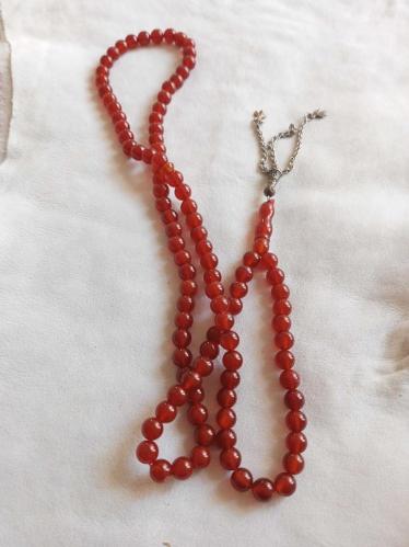 Doğaltaş Kırmızı Akik Taşı 99'luk 8mm Namaz Tesbihi