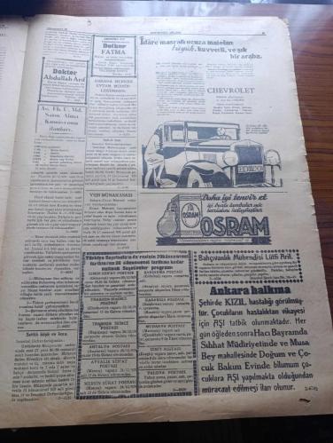 Hakimiyeti Milliye Gazetesi - Turkish Newspaper - 21 Kanunuevvel (Aralık ) 1929 - gündelik Amerika'nın iştiraki yazan Zeki Mesut Başmakale - meclis reisimiz Kazım Paşa İstanbul'da parlak bir merasimle karşılandı - büyük erkan-ı Harbiye reisi Fevzi Paşa'nın kerimesi hanımla Erkanı Harbiye hava müşaviri binbaşı Şefik Bey'in nişan merasimi Dün Mustafa Kemal Paşa hazretlerinin çankaya'daki köşkü'nde icra olunmuştur Fotoğrafı - İş Bankası umum müdürü Celal Bayar Fotoğrafı - Almanya hükümeti ile Reichsbank anlaşması - Beşler konferansı İngiltere kralı bir nutuk ile açacaktır - Türkiye Sovyet protokolünün akisleri - Filistin'de tabii hal avdet edemedi - Yaldız yazan Aka Gündüz Yazı Dizisi - Turing Kulüp seyyah celbi için hazırlığa başladı - Temmuz 14 yazan Emil Ludwig - Osram ampulleri - Chevrolet - Çin denizlerinde hüküm süren korsanlar Fotoğrafı - büyük tayyare piyangosu - İsmet Paşa kız enstitüsü'nde kızlarımızın ev ve aile hayatında kendilerine lazım olan dersler gösterilmektedirler foto