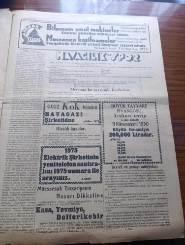 Hakimiyeti Milliye Gazetesi - Turkish Newspaper - 21 Kanunuevvel (Aralık ) 1929 - gündelik Amerika'nın iştiraki yazan Zeki Mesut Başmakale - meclis reisimiz Kazım Paşa İstanbul'da parlak bir merasimle karşılandı - büyük erkan-ı Harbiye reisi Fevzi Paşa'nın kerimesi hanımla Erkanı Harbiye hava müşaviri binbaşı Şefik Bey'in nişan merasimi Dün Mustafa Kemal Paşa hazretlerinin çankaya'daki köşkü'nde icra olunmuştur Fotoğrafı - İş Bankası umum müdürü Celal Bayar Fotoğrafı - Almanya hükümeti ile Reichsbank anlaşması - Beşler konferansı İngiltere kralı bir nutuk ile açacaktır - Türkiye Sovyet protokolünün akisleri - Filistin'de tabii hal avdet edemedi - Yaldız yazan Aka Gündüz Yazı Dizisi - Turing Kulüp seyyah celbi için hazırlığa başladı - Temmuz 14 yazan Emil Ludwig - Osram ampulleri - Chevrolet - Çin denizlerinde hüküm süren korsanlar Fotoğrafı - büyük tayyare piyangosu - İsmet Paşa kız enstitüsü'nde kızlarımızın ev ve aile hayatında kendilerine lazım olan dersler gösterilmektedirler foto