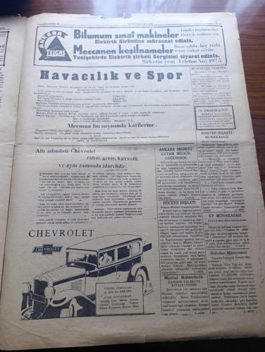 Hakimiyeti Milliye Gazetesi - Turkish Newspaper - 26 Kanunuevvel (Aralık) 1929 - gündelik Yunanistan'da yazan Siirt mebusu Mahmut Başmakale - tasarruf cemiyeti umumi Katip Rahmi Bey'in beyanatı - Türkiye İş bankası'nın ilk tasarruf günü - Hindistan müsteşarı Lord İrwing'e yapılan suikast - Resimli Ay mecmuası aleyhine dava açıldı -  Papalık hariciye nazırı Gasparri - Maryo Sera iflas etti - İş Bankası idare meclisi Siirt mebusu Mahmut Fotoğrafı - La Haye konferansı - kaza belediyeleri için program - Yaldız yazan Aka Gündüz Yazı Dizisi - Churchill'in tenkidatı - Türkiye İş Bankası öğle tatilini kaldırıyor - ucuz kok kömürü hava gazı şirketinde - Klemanso ile katibi fıkra - Hakimiyeti Milliye'nin bulmacaları - tasarrufa maniler şiir yazan Paşa Kazım - karikatür - Türkiye seyrisefain dairesinin 27 Kanunuevvel tarihinden 1 kanunisani tarihine kadar haftalık seyrüsefer programı -  Chevrolet - İş Bankası  pek kıymetli bir hatıra Gazi Mustafa Kemal Atatürk hazretleri teşrifi Fotoğrafı