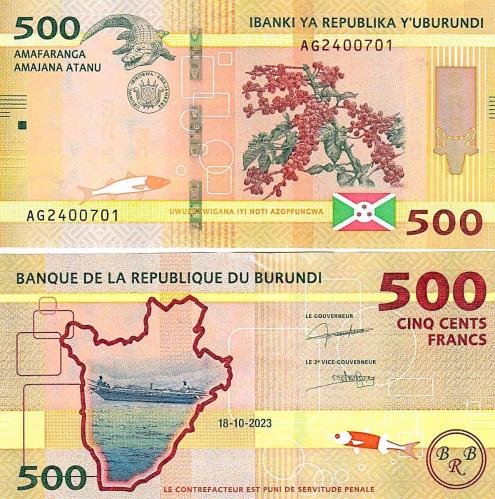 BURUNDİ 100-500-1000 FRANC 3 lü SET, ÇİL, ESKİ YABANCI KAĞIT PARA