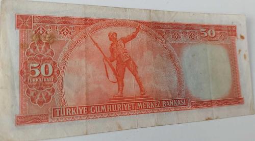 5.EMİSYON 2.TERTİP 50 TÜRK LİRASI SERİ M7 001253 SERİ NUMARALI KAĞIT PARA EN NADİRİ NATÜREL KONDİSYONUNDAKİ KATALOK DEĞERİ;1200 DOLAR ÇOK NADİR