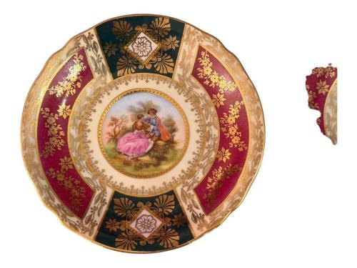 Vienna Damgalı Alman Üretimi Üzeri El Boyama Fragonard Temalı Kahve Fincanları
