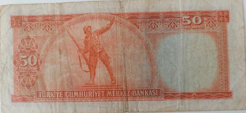 5.EMİSYON 2.TERTİP 50 TÜRK LİRASI SERİ M3 043943 SERİ NUMARALI KAĞIT PARA EN NADİRİ NATÜREL KONDİSYONUNDAKİ KATALOK DEĞERİ;900 DOLAR ÇOK NADİR