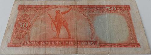 5.EMİSYON 2.TERTİP 50 TÜRK LİRASI SERİ M3 043943 SERİ NUMARALI KAĞIT PARA EN NADİRİ NATÜREL KONDİSYONUNDAKİ KATALOK DEĞERİ;900 DOLAR ÇOK NADİR