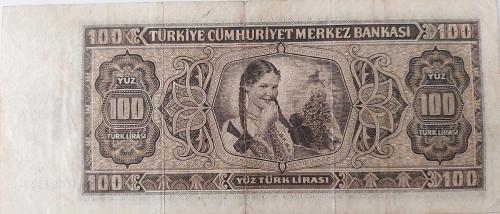 3.EMİSYON 1.TERTİP 100 YÜZ TÜRK LİRASI SERİ A6 023967 NATÜREL KAĞIT PARA EN NADİRİ