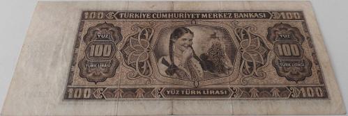 3.EMİSYON 1.TERTİP 100 YÜZ TÜRK LİRASI SERİ A6 023967 NATÜREL KAĞIT PARA EN NADİRİ