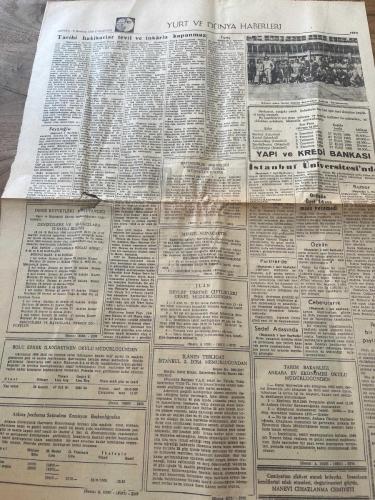 DÜNYA GAZETESİ - DOĞUM GÜNÜ HEDİYESİ (TURKISH NEWSPAPPER) - 9 HAZİRAN 1969 - SADECE DÖRT SAYFADIR -Falih Rıfkı Atay-Tayfur Sökmen-M Emin Aytekin-Bedii Faik-Mazlum Uslutaş-Muhterem Selimoğlu-Reşit Akif Atasoy-Celal Sandal-Fikret Mısırlıoğlu-Seyfi Tatar-Necdet Uçar-Naci Özkaya-İstanbul Üniversitesinde imtihanlar bugün yapılıyor-Polis kontrolü altında İstanbul Üniversitesinde imtihanlar bugün yapılıyor-Tarihi hakikatler tevil ve inkârla kapanmaz-Cebelitarık abluka altına alındı-Özkan çocuk felci hastalığı oranı milyonda üçe düştü-Rumor dün İtalya’ya döndü-NATO’nun yeni problemleri-Siyasi kuvvet ve parti sistemi-Dünyadaki radyo ve televizyon rejimleri-Göztepe 1 Bursa 1-Avrupa boks şampiyonası-Celal Sandal profesyonel oluyor-Coulon bir Napolyon özentisidir-Ümit takımları Balkan futbol şampiyonası-Kırkpınar şenlikleri başlıyor-Baş pehlivan pazar günü belli olacak-Yıldırım satışını istedi
