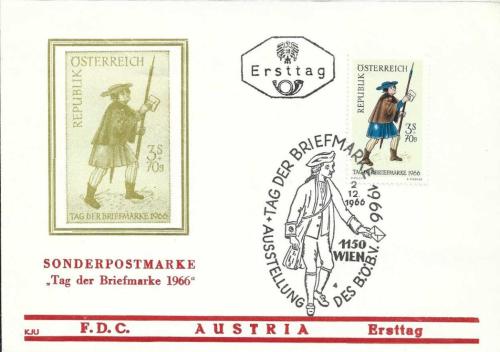 1966 Avusturya Pul Günü, Postacı Temalı  FDC
