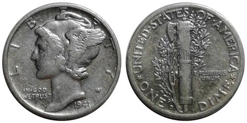 ABD 1941 Yılı 10 Cent Mercury ÇÇT