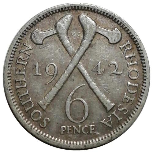 Güney Rodezya (Zimbabve) 1942 Yılı 6 Pence ÇÇT (+)