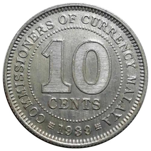 Malaya 1939 Yılı 10 Cent ÇİL