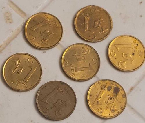 7 ADET 1 KURUŞLUK LOT.