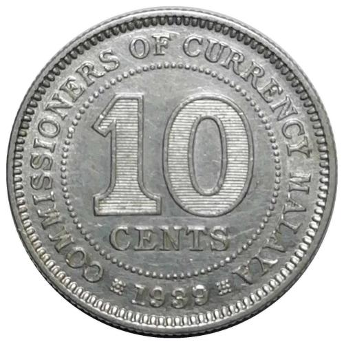 Malaya 1939 Yılı 10 Cent Gümüş ÇİL