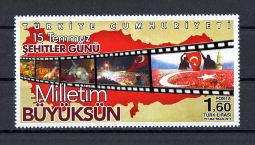 2016 15 Temmuz Şehitler Günü Damgasız Tek Pul Seri