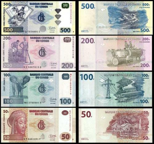 KONGO 50-100-200-500 FRANC 2022, 4 LÜ SET, YABANCI KAĞIT PARA 