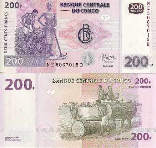 KONGO 50-100-200-500 FRANC 2022, 4 LÜ SET, YABANCI KAĞIT PARA 
