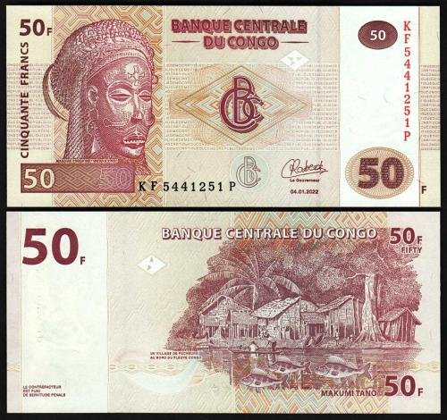 KONGO 50-100-200-500 FRANC 2022, 4 LÜ SET, YABANCI KAĞIT PARA 