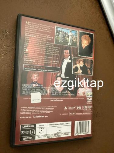 the age of innocence dvd   (PC'de denenmiştir/izlenmiştir)  daniel day lewis michelle pfeiffer winona ryder  (martin scorsese) masumiyet yaşı dvd