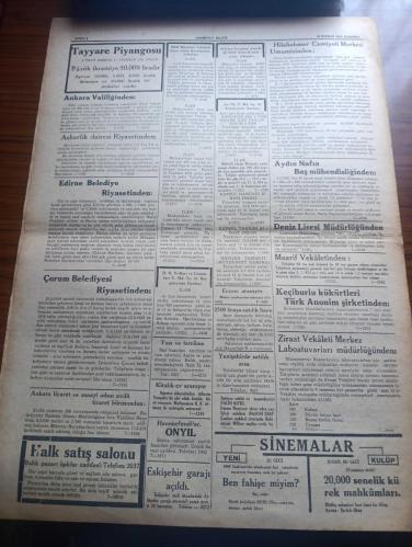 Hakimiyeti Milliye Gazetesi - Turkish Newspaper - 20 Haziran 1934 - İran Şahinşahı hazretlerinin Ankara'da geçirdikleri dördüncü gün - İran şahı Dün halkevinde tertip edilen öz soy piyesini Gazi Mustafa Kemal Atatürk hazretleri ile beraber seyrettiler Fotoğrafı - İsmetpaşa kız enstitüsü'nde  muallimler Şahinşah hazretlerine takdim edildi fotoğraf - Öz soy piyesinden bir sahne fotoğraf - Amerika'nın alacakları - Hitler Mussolini'yi berline davet etti - Japonya ve Sovyetler hakkında - muhafız bisikletçileri Urfa'ya vardılar - memleket postası - Roman insanlığın hali yazan Andre Malro Yazı Dizisi - iktisadi bakımından İran - Şahinşah hazretlerinin saraylarının kapısı Fotoğrafı - Tahran'da Milli meclis binası Fotoğrafı - Bizim Akdeniz yazan Falih Rıfkı Atay - gece yarısı kulübü Clive Brook tarafından - ben fahişe miyim filmi yeni sinemada - 20000 senelik kürek mahkumları filmi kulüp sinemasında - teyyare piyangosu büyük ikramiye 50000 liradır -  On Yıl şapka