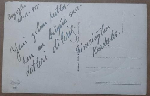 Yeni Yıl Kartpostalı İTALYA basımı az çıkar 1955 tarihli yazılmış,  Yılbaşı kartı, Noel Kartpostalı At nalı Şanş Kartpostalı