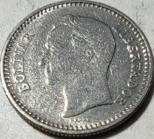 Venezuela 1965 25 Centimos Simon Bolivar Portreli Bakır-Nikel