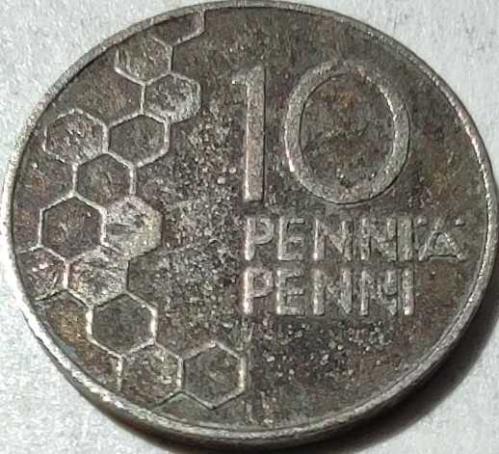 Finlandiya 1990 10 Penni (Peni) Bal peteği Temalı Bakır-Nikel