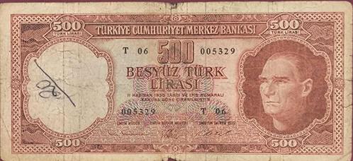 LOT.20 » 5.Emisyon 3. Tertip 500 Lira Kremit