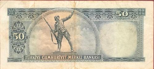 5.Emisyon 4. Tertip 50 Lira Kurşuni ( İngiltere Baskı)