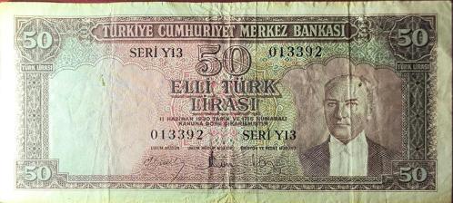 5.Emisyon 4. Tertip 50 Lira Kurşuni ( İngiltere Baskı)