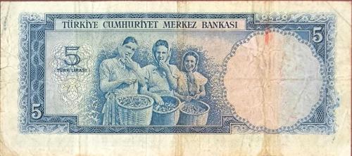5.Emisyon 1. Tertip 5 Lira  ( İngiltere Baskı)