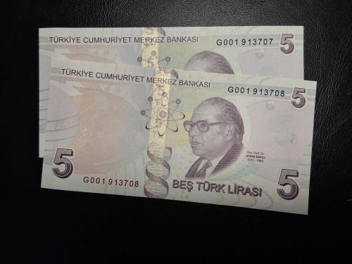 9. EMİSYON 5 TÜRK LİRASI G 001 913707- 913708 ÇİL( SERİ TAKİPLİ )  TCB 4247