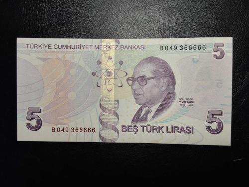 9. EMİSYON 5 TÜRK LİRASI  B 049 366666  ÇİL ( GÜZEL NO  )  TCB 4429
