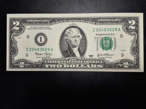 2003 YILI  ABD 2 DOLAR YEŞİL MÜHÜR ORİJİNAL KAĞIT PARASI ÇİL ABD 4137