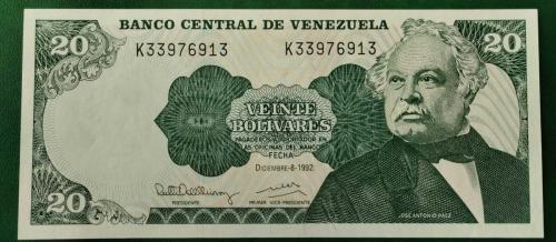 LOT.2 » 1992  YILI VENEZUELLA 20 BOLİVAR  HİÇ KULLANILMAMIŞTIR.
