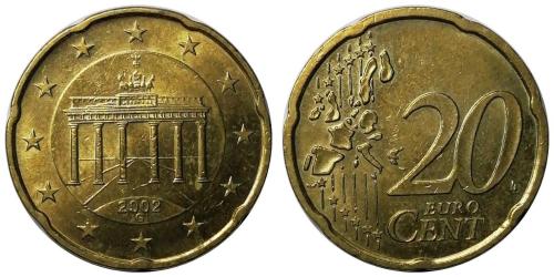 Almanya 2002 Yılı 20 Cent (Euro Cent) ÇİL