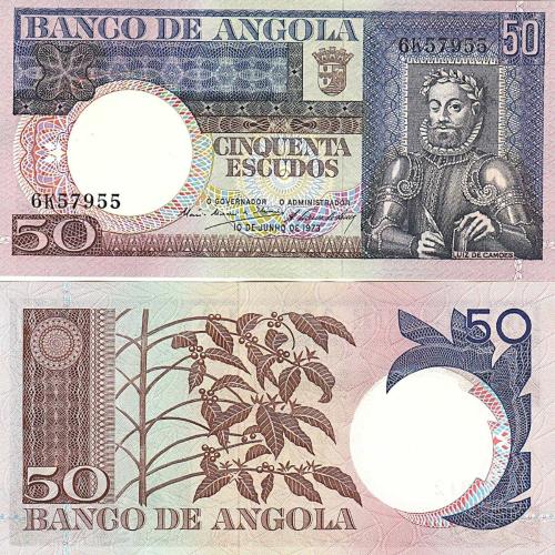 ANGOLA 50 ESCUDOS 1973, P#105, ÇİL, ESKİ YABANCI KAĞIT PARA