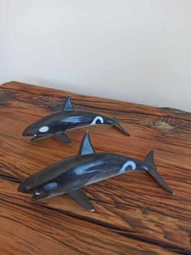 vintage ''katil balina''figür oyuncak seti ikili & 16 cm