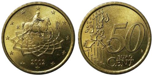 İtalya 2002 Yılı 50 Cent (Euro Cent) ÇİL