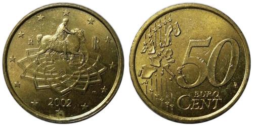 İtalya 2002 Yılı 50 Cent (Euro Cent) ÇİL