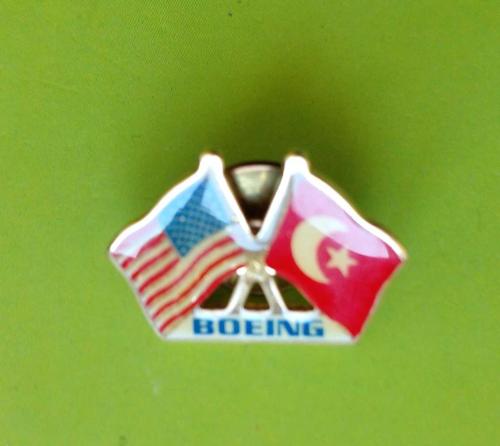 Türk Amerikan Bayraklı Boeing Rozet - Sıfır Ürün