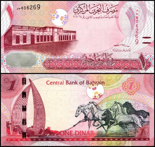 BAHREYN 1 DİNAR, 2006 (2023), P#31b, ÇİL, ESKİ YABANCI KAĞIT PARA