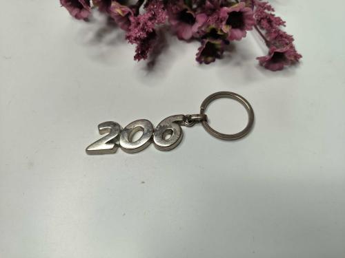 Peugeot 206 Metal Anahtarlık - Eski Logo Peugeot Anahtarlık - Gümüş Renkli