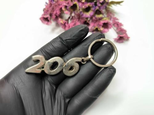 Peugeot 206 Metal Anahtarlık - Eski Logo Peugeot Anahtarlık - Gümüş Renkli