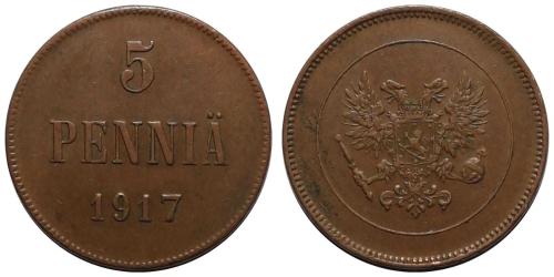 Finlandiya 1917 Yılı 5 Pennia ÇİLALTI